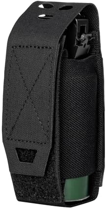 TOPTACPRO Molle Taschenlampe Halter Magazin Tasche Taktische Taschen Flashbang Tasche tragbare Mehrzweck-Werkzeug-Taschen für Duty Belt Vest Rucksack 500D Nylon(Black)