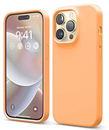elago Liquid Silicone Case Kompatibel mit iPhone 14 Pro Hülle (6.1), Hochwertiges Silikon, Ganzkörperschutz - 4 Schichten stoßfeste Handyhülle, kratzfestes weiches Mikrofaserfutter (Orange)