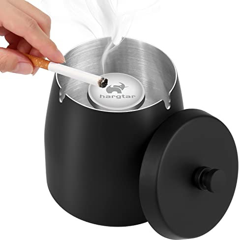 Outdoor Aschenbecher mit Deckel, Aschenbecher für Zigaretten Outdoor, Aschenbecher Sets für Zigaretten Outdoor, Outdoor Aschenbecher für Zigaretten Terrasse, Schwarzer Aschenbecher, Klein