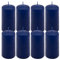 Stumpenkerze Höhe 10 cm Ø 5 cm lange Brenndauer Rund-Kerze Säulenkerzen Kerzen-Deko Tafelkerzen Weihnachts-Kerzen Hochzeits-Deko (blau, 8)