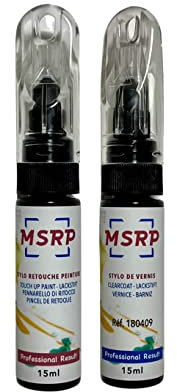 MSRP FRANCE Stylo retouche peinture pour PEUGEOT KTP Gris Shark Réparation rayures carrosserie, Kit stylo peinture voiture 15ml, Pointe ultra fine et pinceau intégré