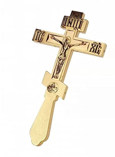 EVANEM Jesus Cross Orthodoxes Handkreuz, for Kirchliche Utensilien Katholische Kreuzseelenkruzifix (Color : Gold)