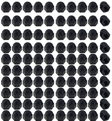 M4 Hutmuttern, 100 Stück schwarze Nylon-Eichelkopf-Sechskantmuttern, Gewindebolzenkappen, Muttern, Schutzabdeckungen für Schrauben, Schrauben
