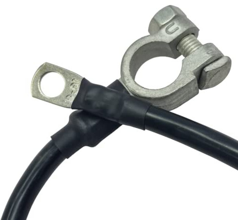Battery & Starter Lead Power Inverter Cable (16mm/5AWG 12v 110Amp 600mm Long Negative Battery Strap Battery and Ring Terminal)