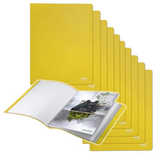 Leitz Recycle Sichtbuch A4, 10er Pack, Mit 20 Fächern für die Dokumentenablage, Premium-Qualität, 100 % recycelbar, Umweltfreundlich, Recycle Serie, Gelb, 46760015
