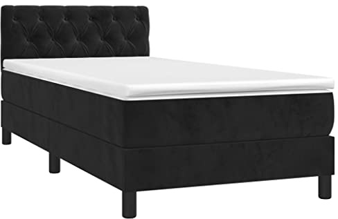 vidaXL Boxspringbett mit Matratze Bett Polsterbett Bettrahmen Bettgestell Lattenrost Einzelbett Hotelbett Schlafzimmerbett Schwarz 80x200cm Samt