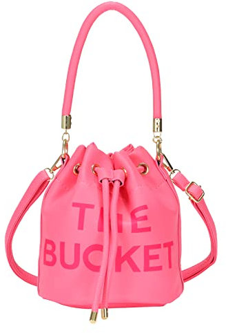 JQAliMOVV Le borse a secchiello da donna, mini borsa a secchiello in pelle con chiusura a coulisse, borsa Hobo, Rosso rosato