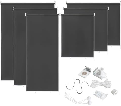 YUENFONG Senkrechtmarkise Außenrollo Vertikalmarkise Rollo Balkonrollo Sichtschutz Sonnenschutz für Außen, Balkon, Garten, 100 x 240 cm, Anthrazit