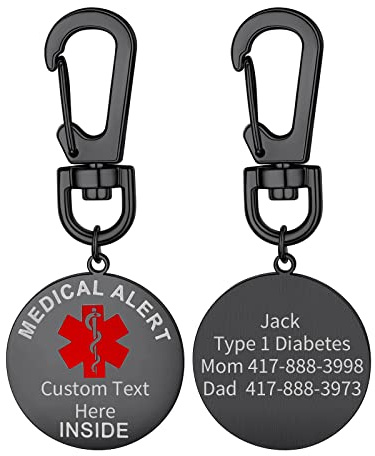 Supcare Medical Alert Schlüsselanhänger mit Gravur Text Edelstahl Personalisierter Notfall Medizinischer Schmuck Freundschaft Schutz Anhänger Muttertagsgeschenk