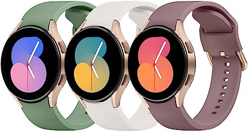 3 PACK Strap Compatible with Samsung Galaxy Watch 7/6/5/4 40mm 44mm/Samsung Galaxy Watch 5 pro 45mm Women Men,20mm Adjustable Silicone Replacement for Samsung Galaxy Watch 7/6/5/4(Pack F)