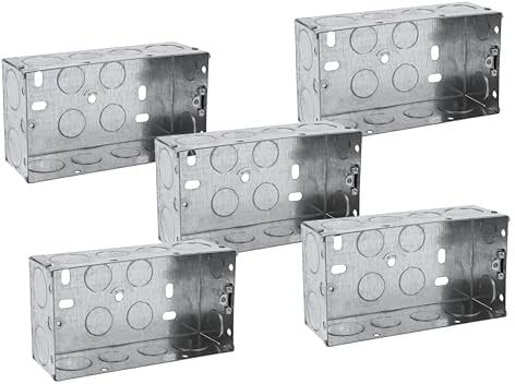 SHPELEC® METAL BACK BOX 1 GANG 2 GANG 25mm 35mm 47mm (2 Gang 25mm - 5 Pack)