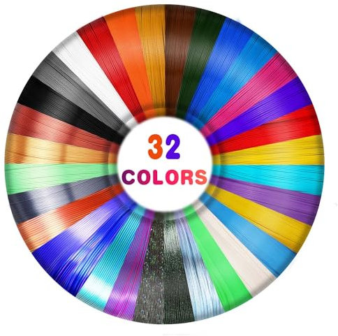 YOUSU 3D Stift Filament PLA,32 Farben 3D Druck Filament 1,75mm, 3D Stiftminen für MYNT3D, SCRIB3D, Dikale, KreativKids, Insgesamt 416 Fuß /127m