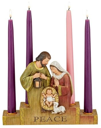 Trinity Church Supply Heilige Familie Advent Kerzenhalter, Krippe Themed Weihnachten Countdown Kerze Kranz Religiöse Urlaub Home Dekorationen 9,5 Zoll Kerzenständer Nicht enthalten