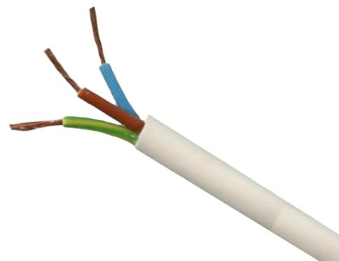 JAFSAL ONLINE White 3 Core Flexible PVC, Mains Wire Cable, Electric Wiring, 3183Y Cable, Flexible Wiring, (5m)