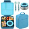 Howeemo Bento-Lunchbox-Set für Kinder mit 4 Fächern, Thermo-Warmhaltedose, isolierter Lunchtasche, blau