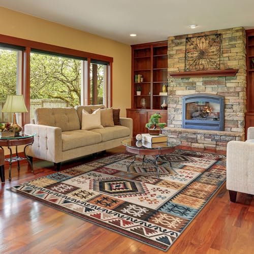 TALETA Teppich Wohnzimmer Vintage waschbarer, Kurzflor Teppich für Schlafzimmer, Carpet Teppiche Living Room, groß: 160 x 230 cm, braun