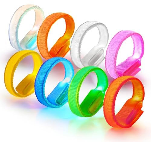 AUAUY 8 Piezas Pulseras Luminosas Fluorescentes, Conjunto de Pulsera LED, Pulseras Fluorescentes, Pulseras LED DecoracióN de Fiestas para Festivales, Raves, Campamentos para NiñOs y Adultos