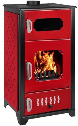 15,13 kW Kaminofen BRUNO Hanna mit Kochplatte & Backfach - Holzofen im orientalischen Design (Bordeaux-Rot)