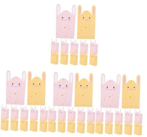 Healeved 48 Stk Osterhasen-tasche Hase Geschenktüte Geschenktüten in Hasenform Osterbäckereitasche Geschenkverpackungsbeutel Leckerli-taschen Für Die Osterparty Süssigkeit Hochzeit Papier