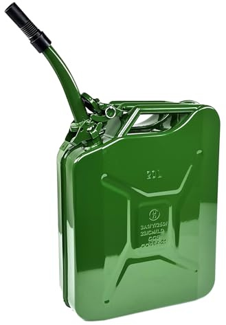 20L Jerry Can Fuel Can Metal Classic Green Petrol Diesel Storage Container With Pouring Spout
