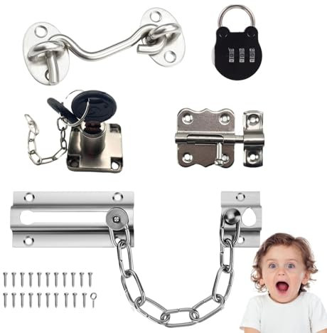 Busy Board Diy Accessories For Toddlers - Sensory Board Parts - Latch- Door Chain - Lock With Key -Gate Hook- Montessori l toys for 1 2 3 4 Year Old Baby - Early Development