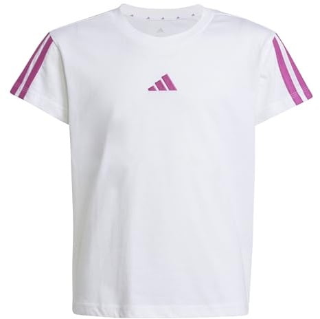 Adidas Mädchen Essentials T-Shirt, White/semi Lucid Fuchsia, 11-12 Years