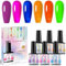 Neon Gel Nail Polish Set - 6 Colors Jelly Gel Nail Polish Set - Translucent Pink Blue Orange Green Gel Nail Polish - Crystal Gel Nail Varnish Set Soak-Off UV Led Home Nail Art