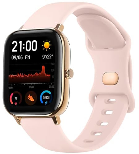 Tobfit Cinturino per Amazfit GTS 2 Mini/GTS 4 Mini/GTS 2/GTS, Cinturino in Silicone Morbido Cinturino per Amazfit Bip 3/Bip U/Bip Lite/Bip S/Bip/Amazfit GTS 4/GTS 3/GTS 2e/GTR 42mm (Rosa)