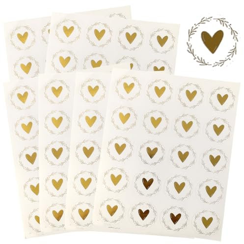 RAXLUPO 120 Pcs 3,5 cm Herz Wachssiegel Selbstklebend Gold Briefumschlag Aufkleber Umschlagaufkleber Siegelaufkleber für Umschlag Postkarte Einladung Grußkarte Dekoration Hochzeit
