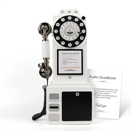 FESTRING Audio-Gästebuch, Hochzeitstelefon mit Vintage-Design, Aufzeichnung, individuelles Audio-Nachrichten-Gästebuch für Hochzeit, Versammlungen und Partys, Weiß