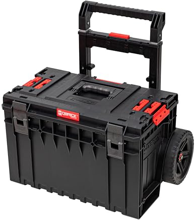 Qbrick - System ONE Cart 2.0 BLACK - 52L Storage Solution Capacity - Our Largest Mobile Transport Box - Durable Plastic Organiser for Work Tools and Work Accessories - Tool Box