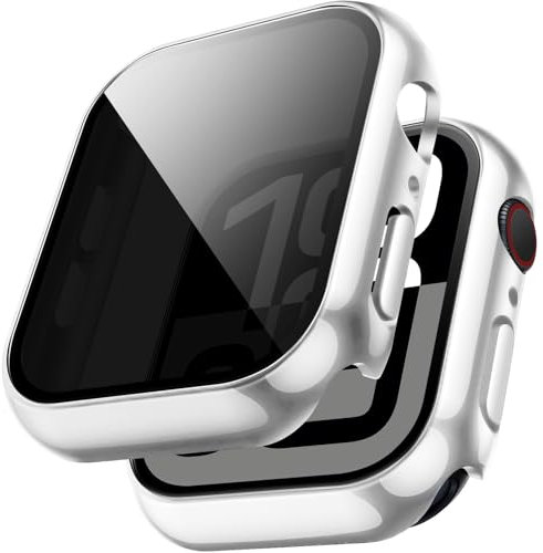 Miimall [2Stück Hard PC Gehäuse Kompatibel mit Apple Watch 11/10 42mm Hülle Anti Spy, Privatsphäre Displayschutzfolie 9H Härte Voller Schutz Protector Cover für iWatch 11/10 42mm Schutzhülle Silber