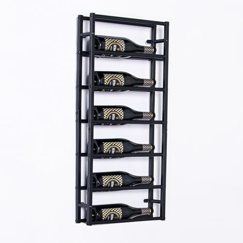 Lendo Online Porte-Bouteilles Mural Vertical Acier Noir – Casier à Vin 6/12 / 24 Bouteilles – Rangement Vin Design, Support Mural Métal pour Cuisine Salon Cave Bar (39x10x84cm (6 Bouteilles))