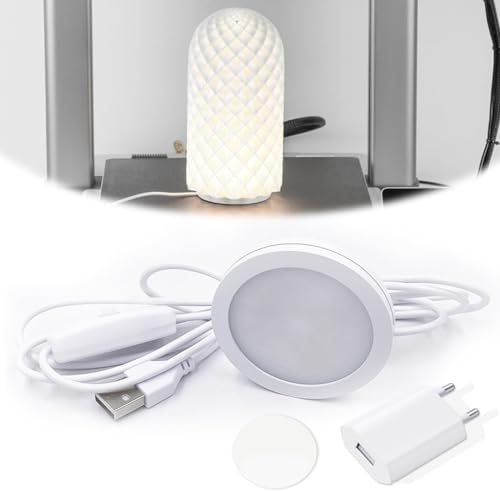 3D-Drucker LED-Lampen-Kit für Lab A1/A1mini/P1S/P1P/X1C für Crafting Nachtlicht Modelle und Einfache Installation, Mit USB-Adapter, Drei Arten von weißem Licht (Weißer Stil)