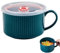 DAGLLGEW Bol à micro-ondes avec couvercle portable à soupe micro-ondes tasse de soupe en céramique bols avec poignées bol à micro-ondes portables pour soupe céréales de nouilles instantanées