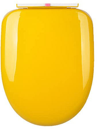 QUSYZD WC-Sitz mit Absenkautomatik, D-Form, Farbiger WC-Sitz mit Schnellverschluss, große Auswahl an neuen WC-Sitzen, stabile Scharniere, einfach zu montieren, Rot, Ge,Yellow