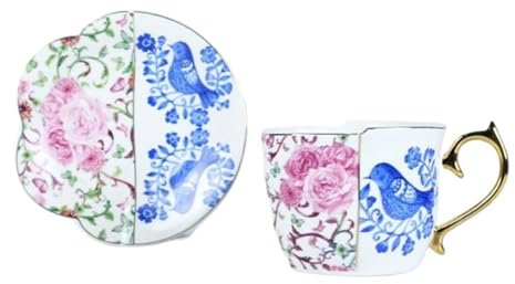 KJUUQBZL Set di Tazze da caffè e piattino Set di Tazze da tè pomeridiano in Ceramica Tazza Leggera(Color-D)