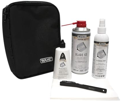 Wahl Kit per pulizia e per la manutenzione delle lame | Olio per lame, spray detergente, Blade Ice, set di manutenzione per lame di tosatrici e rifinitori, rimuove lo sporco
