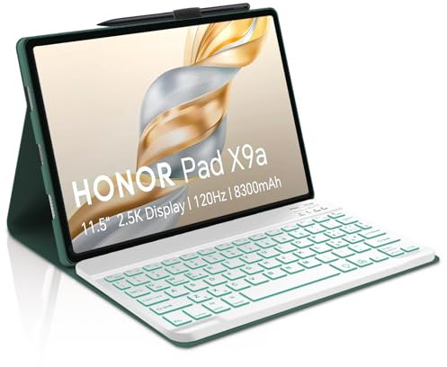 Occtingkind, Tastiera per Honor Pad X9a 11.5 pollici, Custodia con Tastiera per Honor Pad X9a 2025, Cover con Magnetica Staccabile Bluetooth Keyboard, Italiano Layout, UCB C, Retroilluminata, Verde