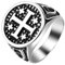 Flongo Kreuz Jerusalem Ring Herren: Edelstahl Siegelring im Vintage Religiöser Kreuzritter Schmuck Talisman Schmuck für Taufe Hochzeit Christliches Geschenk für Katholisch Orthodox Jüdisch Größe 62