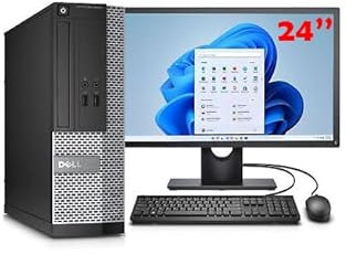 Ordenador de sobremesa rápido, Quad Core i5, 8 GB RAM, 240 GB SSD, Windows 11 Pro, Wi-Fi, Monitor LCD de 24'' VGA FULL HD, teclado y ratón, certificado Reacondicionado, open OFFICE 2025