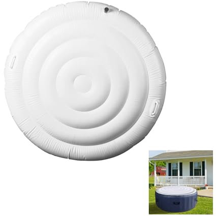 Gugxiom Couvercle Gonflable 140 mm, Couvercle de Spa Pliable, Économie d'énergie, Étanche à la poussière, Couvercle de Spa Gonflable pour Tous Les spas Ronds pour 4 Personnes