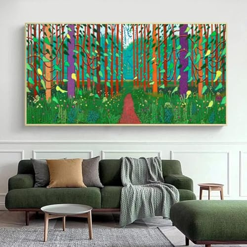 TONGYINLI David Hockney, Poster „The Arrival of Spring“, Landschaftskunst, Drucke, Green Tide, Leinwandgemälde, Wandkunst, Bilder, Heimdekoration, 40 x 80 cm, rahmenlos