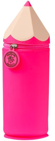 Lulubug Silikon Federmäppchen - Stiftform Pink | Federtasche aus weichem Silikon für Stifte | Federmappe und Stiftehalter | Mäppchen Tiere, Schlampermäppchen