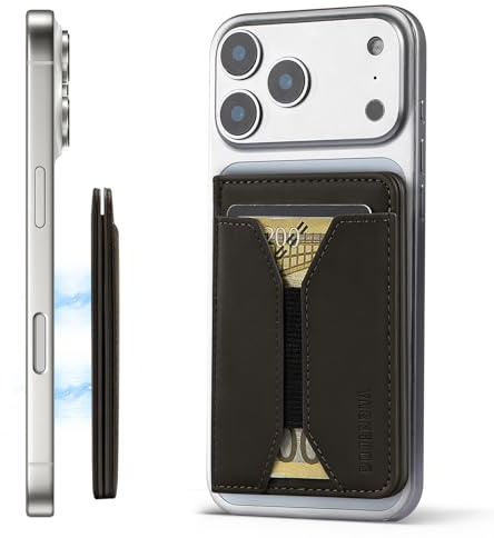 DODENSHA Portemonnaie für Handy I apple Wallet für 5+ Karten 8 Bargeld I Kartenhalter mit RFID Schutz I Portmonee für iPhone 16/15/14/13/12 Serie, Nicht für 13/12 mini (Schwarzgeld)