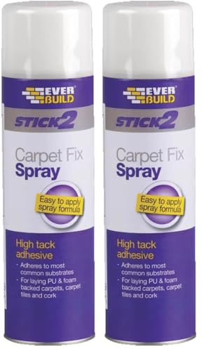Everbuild Stick2 Carpet Fix Spray Adhesive – High Tack – Spray – Foaming Formula – 500ml (Pack of 2)