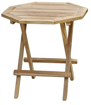 DELUKE Gartentisch Nella achteckig - Teak, Teakbraun, 50x50x50cm | Garten Beistelltisch Wetterfest Outdoor Tisch