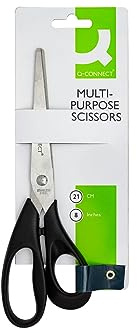 Office Scissors Q-CONNECT Classic 21cm Black/Small Office Accessories/Type-Classic/Material-Steel/Plastic/Colour-Black/Size-21cm