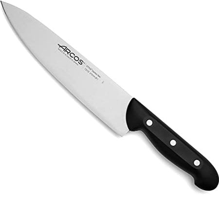Arcos Couteau de Chef en Acier – Couteau de Cuisine Polyvalent pour Couper la Viande et les Légumes, Manche Ergonomique en Polyoxyméthylène, Lame de 220 mm – Couleur Noire, Série Maitre
