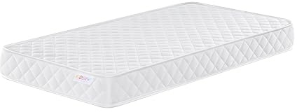 Kidsaw, Medium Firmness, Sprung Toddler Cotbed Mattress, White, 140 x 70
